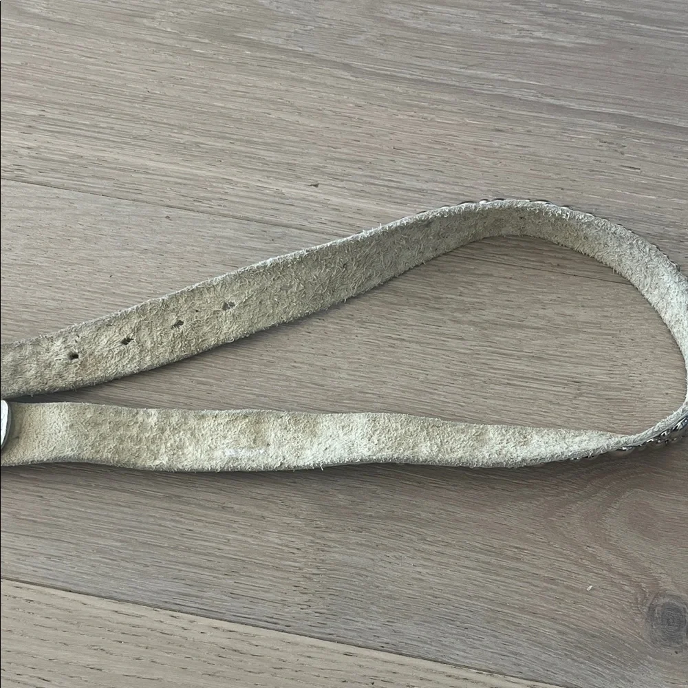 White Studded Leather Belt